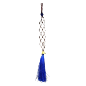 Selenite raw stick with evil eye beads hanging